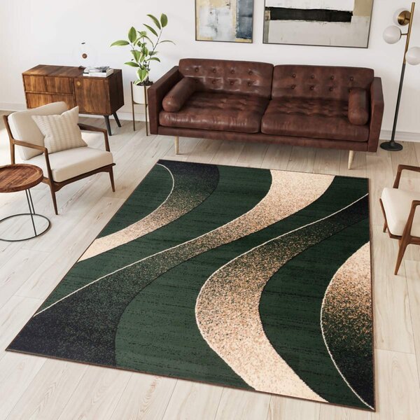 Chemex Moderní koberec Tap - vlnky 5 - krémový/zelený Rozměr koberce: 120x170 cm