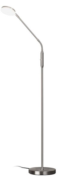 FISCHER & HONSEL LED stojací lampa Sorento nikl, výška 138 cm, dotykový stmívač, stmívatelný, Hliník / šedá / zinek, Obývací pokoj / jídelna, kov, Moderní