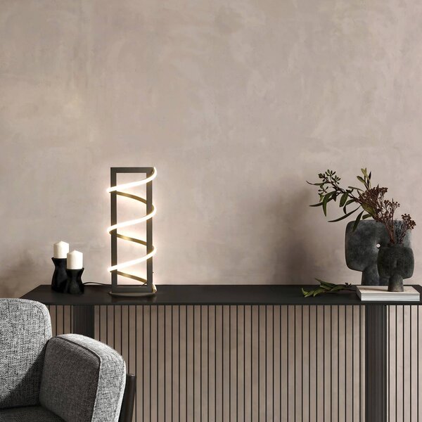FISCHER & HONSEL LED stolní lampa Gwen, černá, výška 45 cm, dotykový stmívač, stmívatelný, Černá, Obývací pokoj / jídelna, kov, Moderní