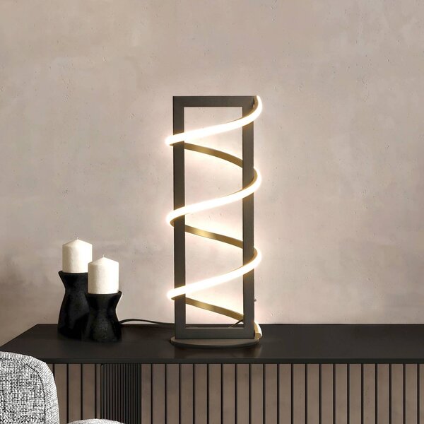 FISCHER & HONSEL LED stolní lampa Gwen, černá, výška 45 cm, dotykový stmívač, stmívatelný, Černá, Obývací pokoj / jídelna, kov, Moderní