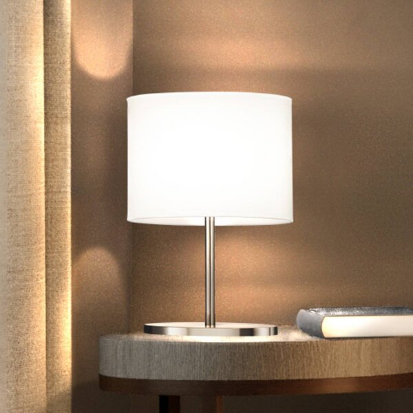 FISCHER & HONSEL Stolní lampa Modena, bílá/nikl, chintz, výška 27 cm, E14, Bílá / opál, Obývací pokoj / jídelna, Textil / tkanina / hedvábí, Moderní