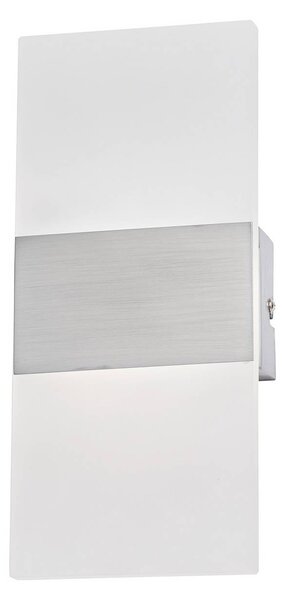 FISCHER & HONSEL LED nástěnné světlo FODER, niklová barva, výška 27 cm, vypínač, Hliník / šedá / zinek, Obývací pokoj / jídelna, kov, Moderní