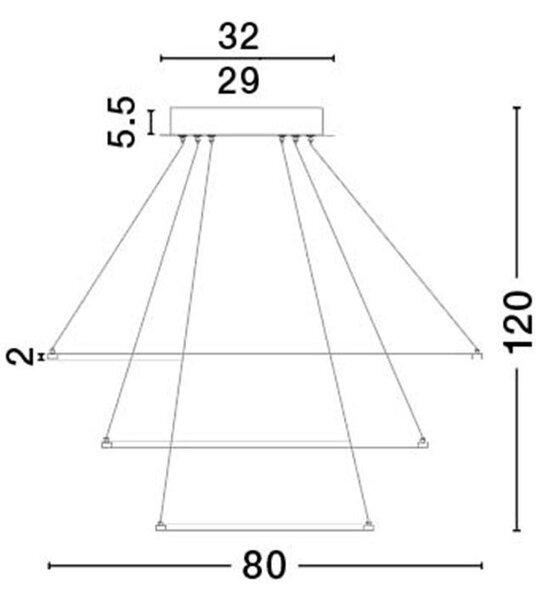 Nova Luce Závěsné nastavitelné LED svítidlo ARIA, 145W 3000K Stmívání, řízení: ON/OFF (bez stmívání)