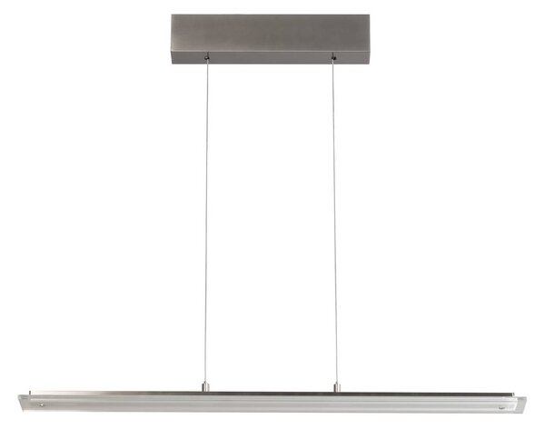 FISCHER & HONSEL Závěsné světlo LED Torvi, nikl, délka 88 cm, dotykový stmívač, stmívatelný, Hliník / šedá / zinek, Obývací pokoj / jídelna, kov, Moderní