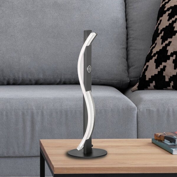 FISCHER & HONSEL LED stolní lampa BRIDGE, černá, výška 41 cm, kov, stmívač, stmívatelný, Černá, Obývací pokoj / jídelna, kov, Moderní