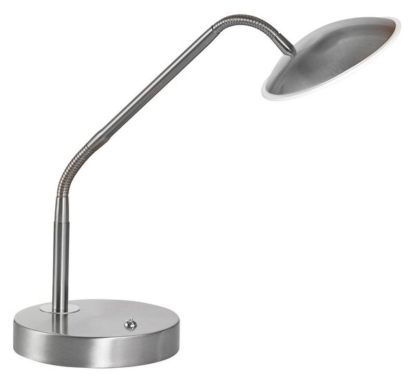 FISCHER & HONSEL LED stolní lampa Tallri, nikl, výška 60 cm, dotykový stmívač, stmívatelný, Hliník / šedá / zinek, Obývací pokoj / jídelna, kov, Moderní