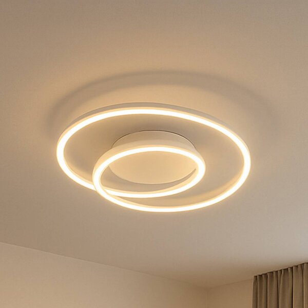 FISCHER & HONSEL LED stropní svítidlo HOLY, písková, Ø 49 cm, dálkové ovládání, stmívatelné, stmívatelný, Krémová / jantar, Obývací pokoj / jídelna, kov, Moderní