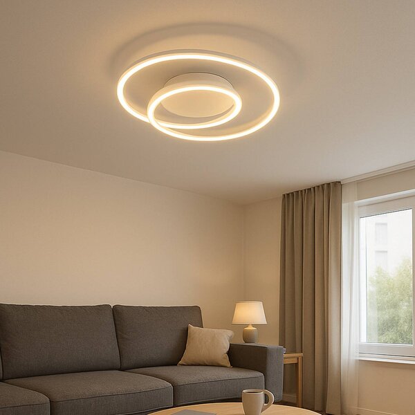 FISCHER & HONSEL LED stropní svítidlo HOLY, písková, Ø 49 cm, dálkové ovládání, stmívatelné, stmívatelný, Krémová / jantar, Obývací pokoj / jídelna, kov, Moderní