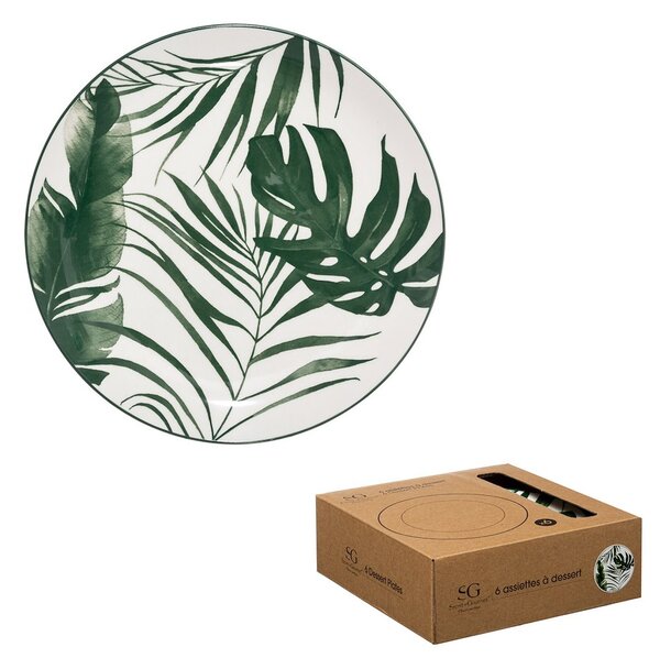Porcelánový dezertní talíř Leafs, (fi) 19 cm, listy, sada 6ks
