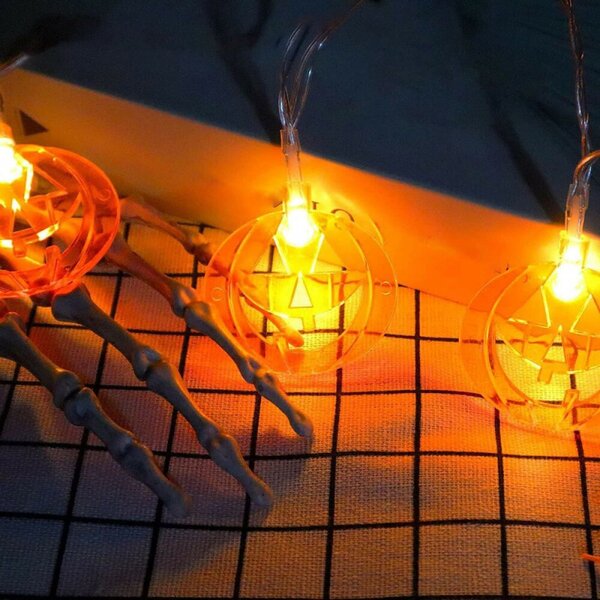 Halloweenský světelný řetěz s dýněmi 20 LED 3,3 m SPRINGOS CL4063 teplá bílá