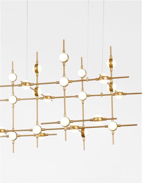 Nova Luce Závěsné LED svítidlo ATOMO zlatý kov a akryl 30 x 2.4W 3000K vč. dálkového ovládání stmívatelné