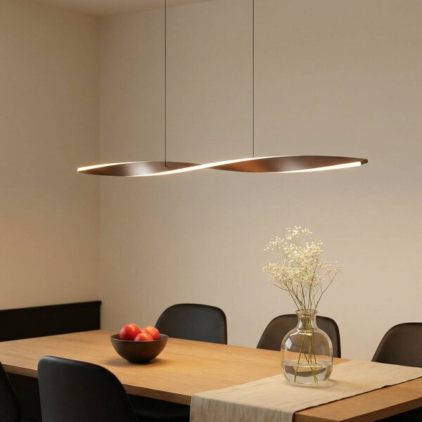 Lindby LED závěsné světlo Jaren, černé/hnědé, 100 cm,, Hnědá / rez, Obývací pokoj / jídelna, kov, Moderní
