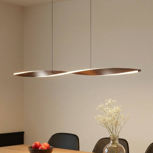 Lindby LED závěsné světlo Jaren, černé/hnědé, 100 cm,, Hnědá / rez, Obývací pokoj / jídelna, kov, Moderní