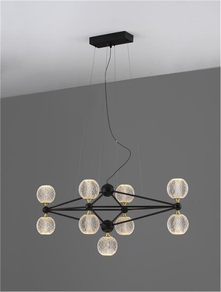 Nova Luce Závěsné LED svítidlo BELINDA černý hliník a akryl 37,8W 3200K stmívatelné