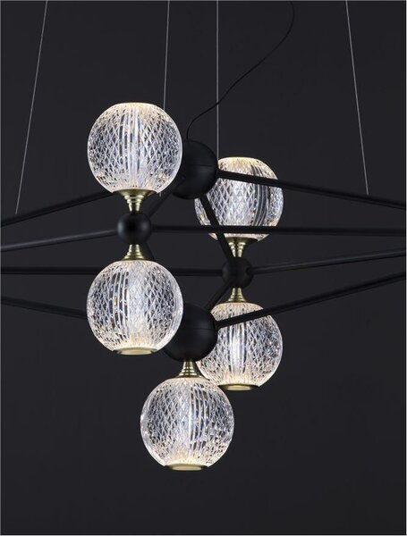Nova Luce Závěsné LED svítidlo BELINDA černý hliník a akryl 37,8W 3200K stmívatelné