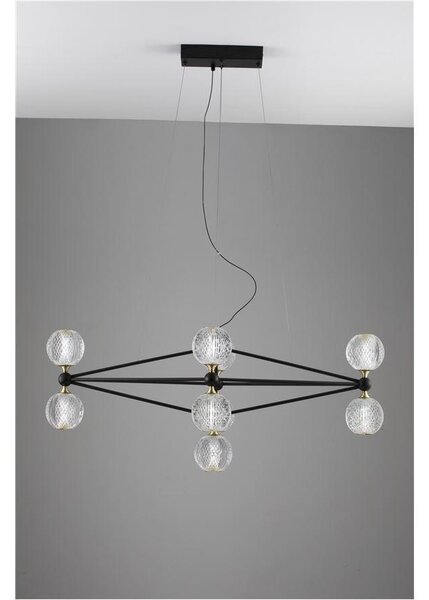 Nova Luce Závěsné LED svítidlo BELINDA černý hliník a akryl 37,8W 3200K stmívatelné