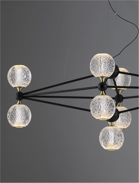 Nova Luce Závěsné LED svítidlo BELINDA černý hliník a akryl 37,8W 3200K stmívatelné