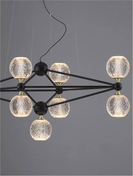 Nova Luce Závěsné LED svítidlo BELINDA černý hliník a akryl 37,8W 3200K stmívatelné