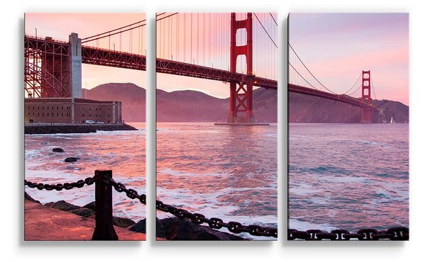 Sablio Obraz - 3-dílný Golden Gate - 120x80 cm