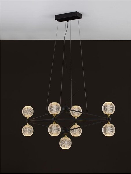 Nova Luce Závěsné LED svítidlo BELINDA černý hliník a akryl 37,8W 3200K stmívatelné