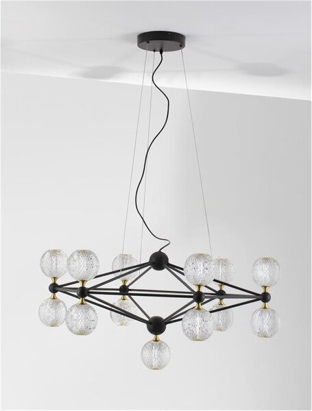 Nova Luce Závěsné LED svítidlo BELINDA černý hliník a akryl 54,6W 3200K stmívatelné