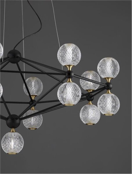 Nova Luce Závěsné LED svítidlo BELINDA černý hliník a akryl 78W 3200K stmívatelné