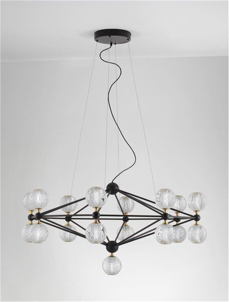 Nova Luce Závěsné LED svítidlo BELINDA černý hliník a akryl 78W 3200K stmívatelné