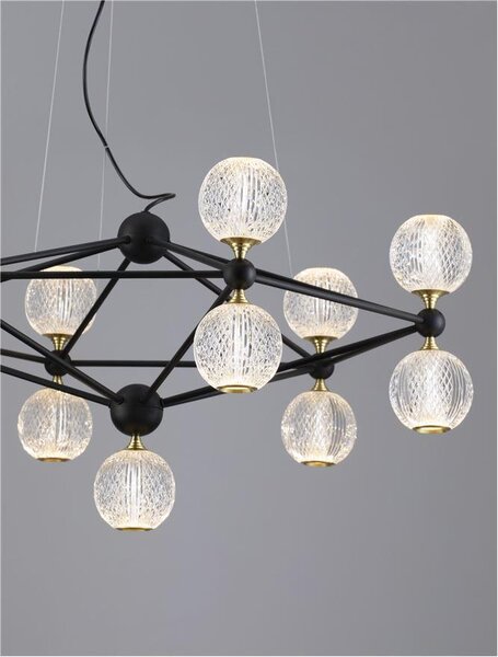 Nova Luce Závěsné LED svítidlo BELINDA černý hliník a akryl 54,6W 3200K stmívatelné