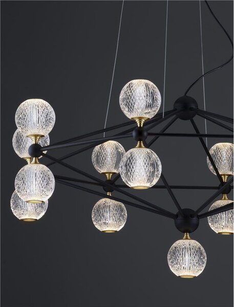 Nova Luce Závěsné LED svítidlo BELINDA černý hliník a akryl 78W 3200K stmívatelné