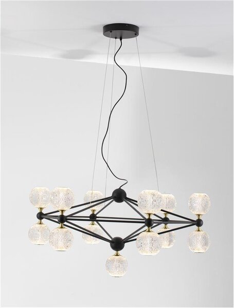 Nova Luce Závěsné LED svítidlo BELINDA černý hliník a akryl 54,6W 3200K stmívatelné