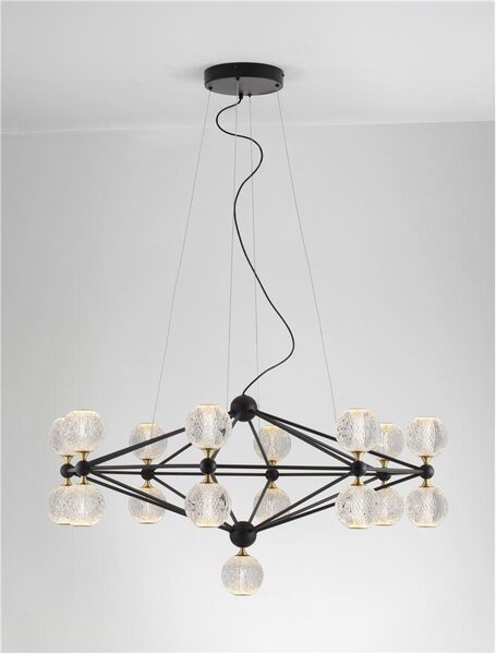 Nova Luce Závěsné LED svítidlo BELINDA černý hliník a akryl 78W 3200K stmívatelné