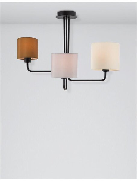 Nova Luce Stropní svítidlo BITONTO černý kov bílé stínidlo E14 3x5W