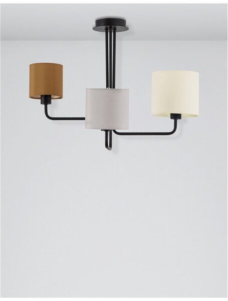 Nova Luce Stropní svítidlo BITONTO černý kov bílé stínidlo E14 3x5W