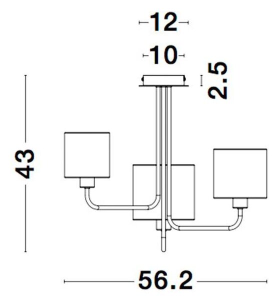 Nova Luce Stropní svítidlo BITONTO černý kov bílé stínidlo E14 3x5W