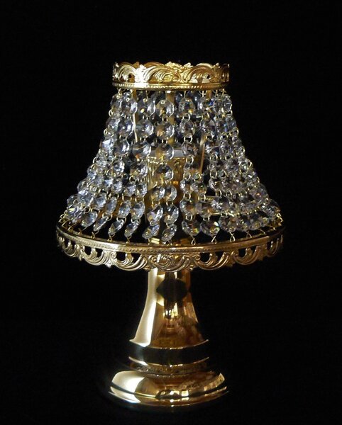 DBK GLASS Zlatá mosazná Štrasová křišťálová stolní lampa s jednou žárovkou SE-7450-1-S