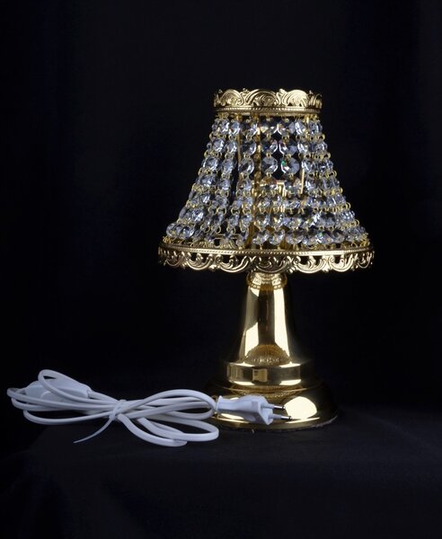DBK GLASS Zlatá mosazná Štrasová křišťálová stolní lampa s jednou žárovkou SE-7450-1-S
