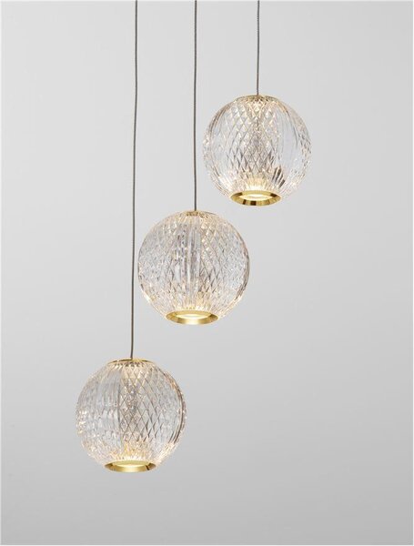 Nova Luce Závěsné LED svítidlo BRILLANTE zlatý hliník a akryl 15W 3200K stmívatelné