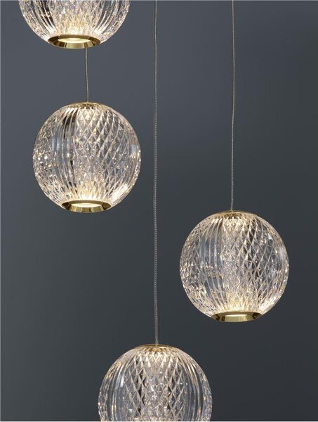 Nova Luce Závěsné LED svítidlo BRILLANTE zlatý hliník a akryl 21W 3200K stmívatelné