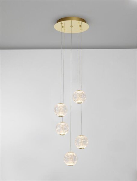 Nova Luce Závěsné LED svítidlo BRILLANTE zlatý hliník a akryl 21W 3200K stmívatelné