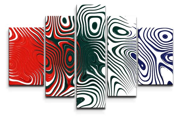 Sablio Obraz - 5-dílný Dvoubarevná abstrakce - 125x90 cm