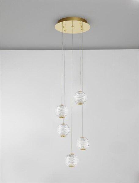 Nova Luce Závěsné LED svítidlo BRILLANTE zlatý hliník a akryl 21W 3200K stmívatelné