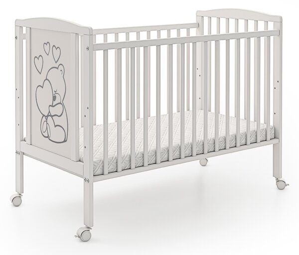 Dětská postýlka Medvídek se srdcem 120×60 cm s kolečky Druh matrace: bez matrace