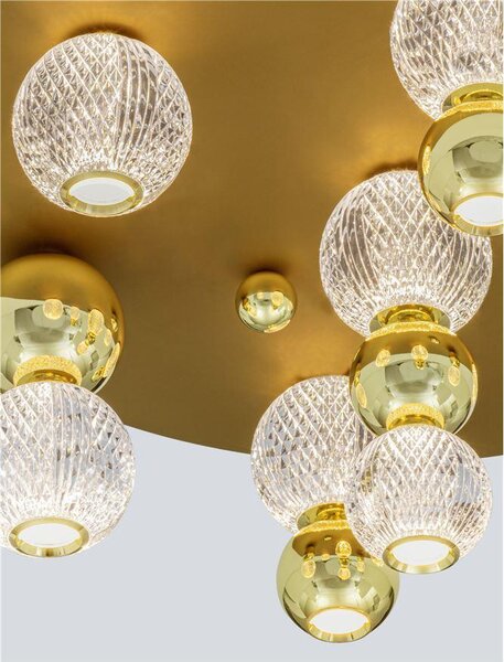 Nova Luce Stropní LED svítidlo BRILLE zlatý hliník a Sklo 32W 3200K stmívatelné