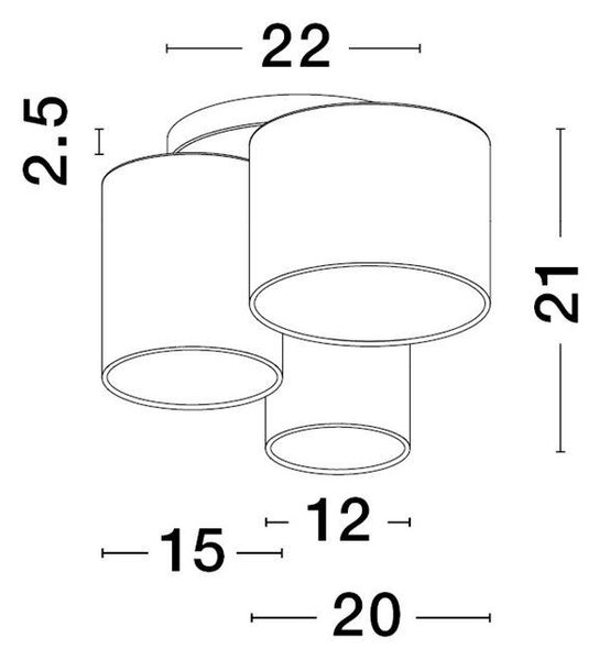 Nova Luce Stropní svítidlo BRYSON bílá kovovová základna bílé, černé a šedé stínítko E27 3x12W