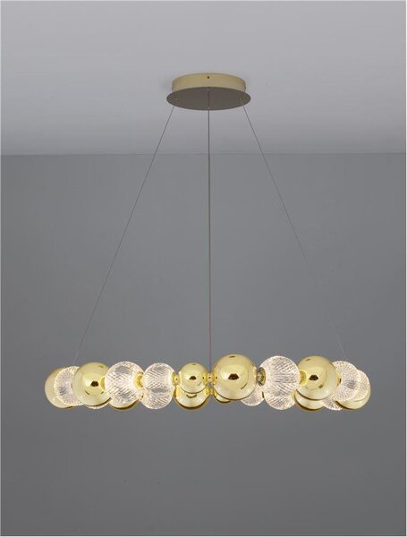 Nova Luce Závěsné LED svítidlo BRILLE zlatý hliník a Sklo 46W 3200K stmívatelné