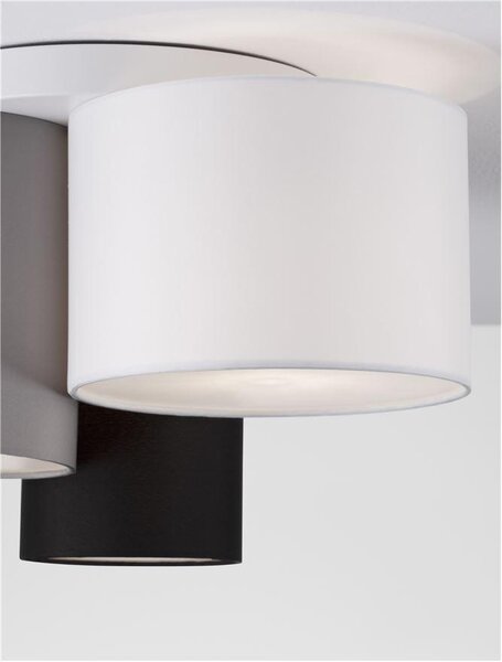Nova Luce Stropní svítidlo BRYSON bílá kovovová základna bílé, černé a šedé stínítko E27 3x12W