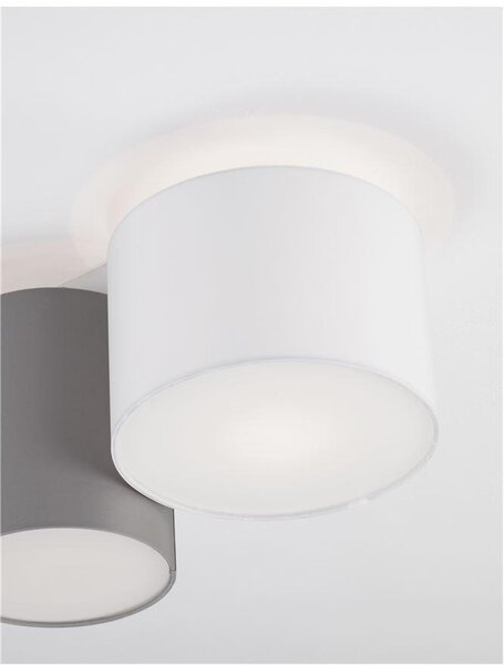 Nova Luce Stropní svítidlo BRYSON bílá kovovová základna bílé a šedé stínítko E27 2x12W