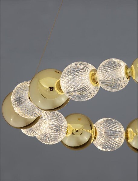Nova Luce Závěsné LED svítidlo BRILLE zlatý hliník a Sklo 46W 3200K stmívatelné