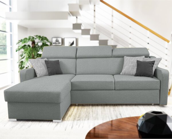 Sedací souprava MIKELI | 232x158 cm | UNI | rozkládací + úložný prostor | AKCE | středně šedá 16