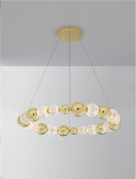 Nova Luce Závěsné LED svítidlo BRILLE zlatý hliník a Sklo 46W 3200K stmívatelné